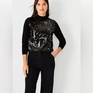 New Ann Taylor Sequin front turtleneck sweater size M